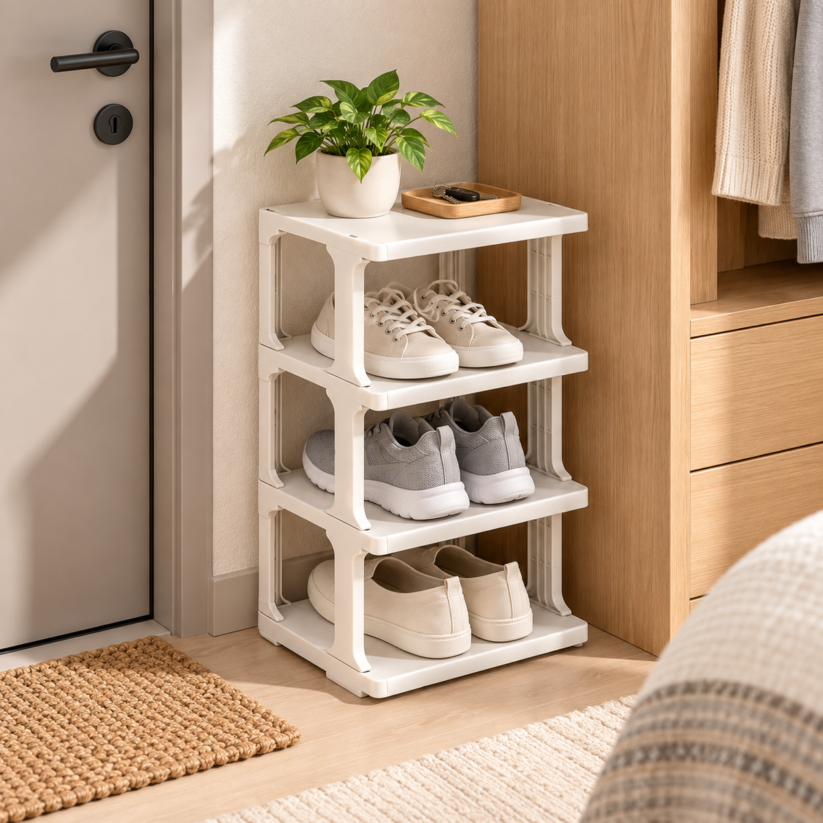 Shoe rack for front door, multi-layer home shoe cabinet for narrow entrances