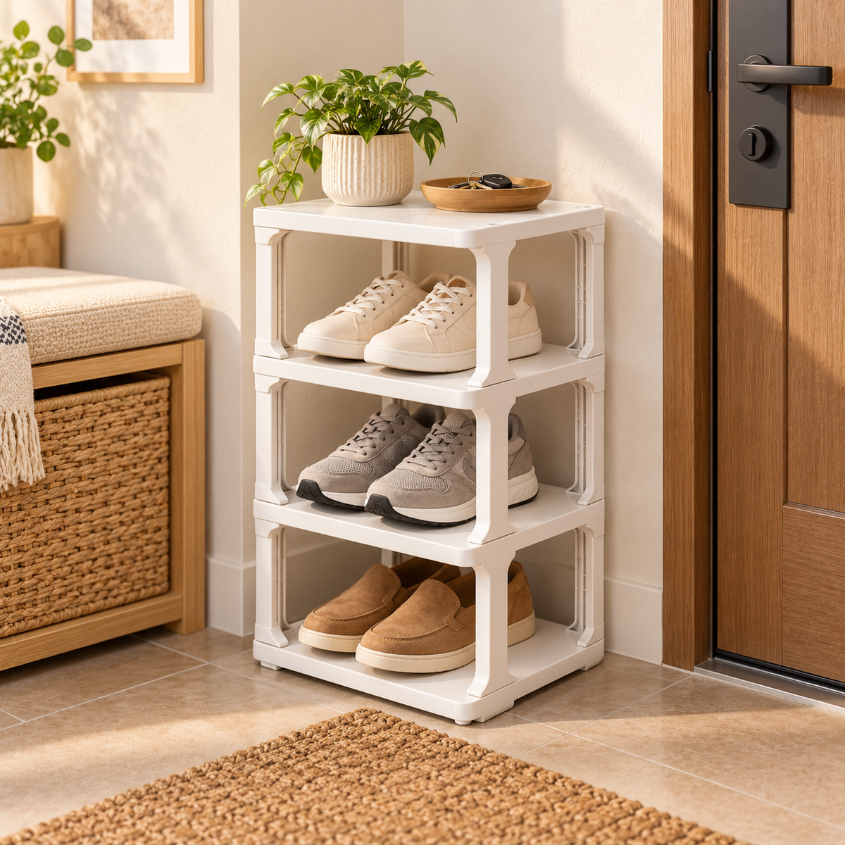 Shoe rack for front door, multi-layer home shoe cabinet for narrow entrances